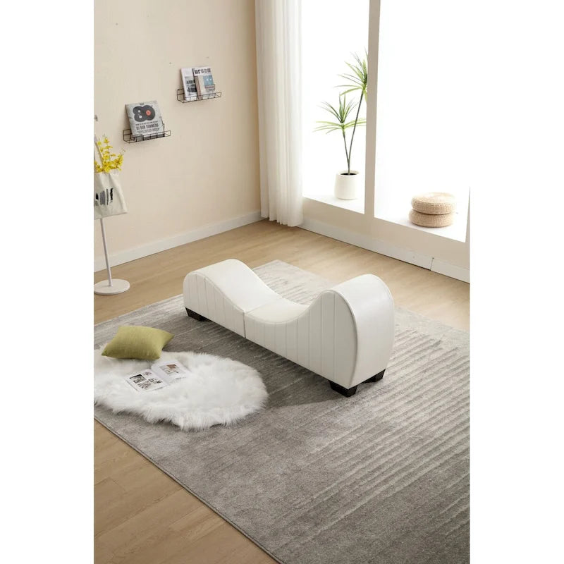 Chaise longue ricurva in similpelle bianco/nera per 1 persona