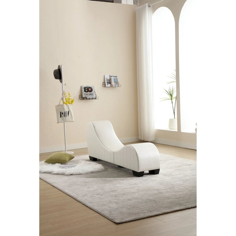 Chaise longue ricurva in similpelle bianco/nera per 1 persona