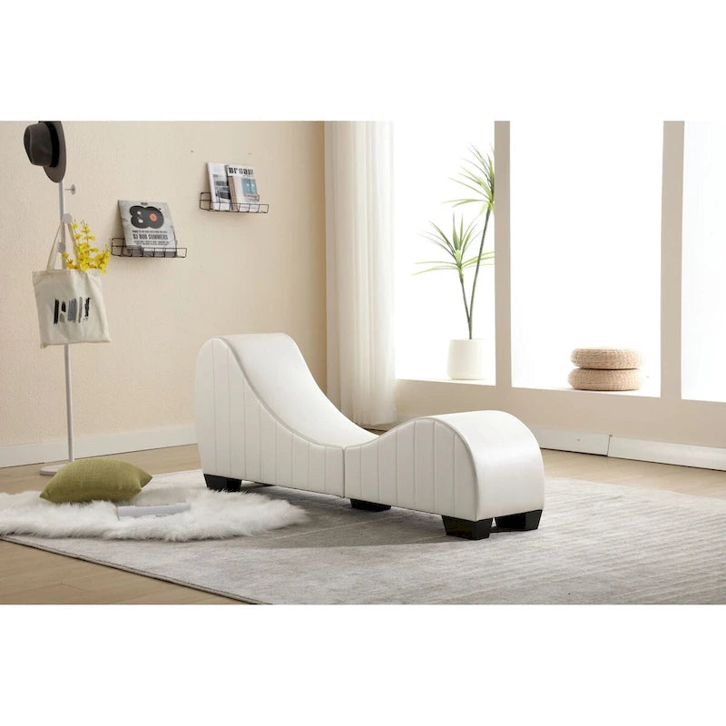 Chaise longue ricurva in similpelle bianco/nera per 1 persona