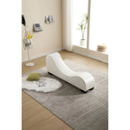 Chaise longue ricurva in similpelle bianco/nera per 1 persona