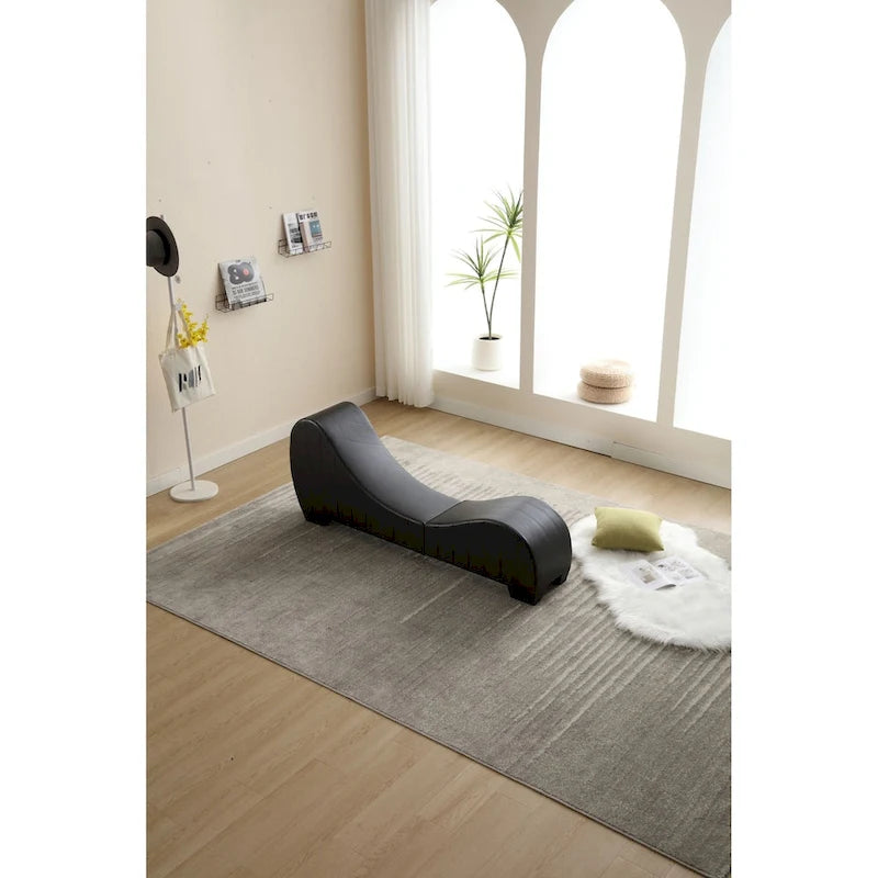 Chaise longue ricurva in similpelle bianco/nera per 1 persona
