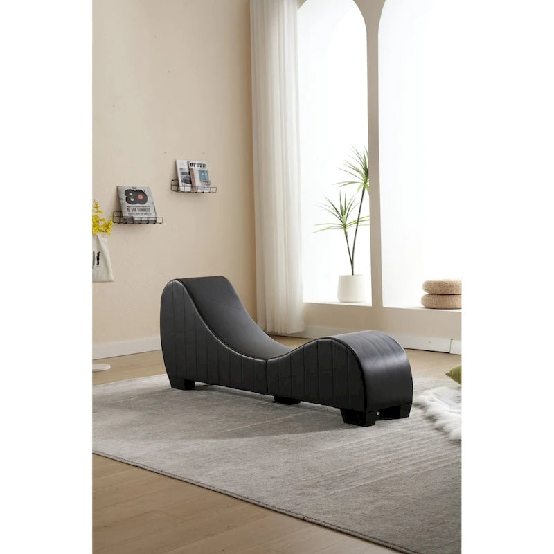 Chaise longue ricurva in similpelle bianco/nera per 1 persona