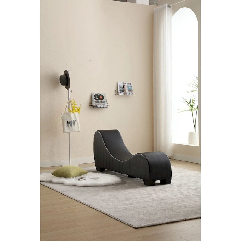 Chaise longue ricurva in similpelle bianco/nera per 1 persona