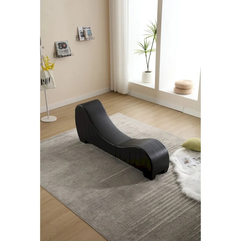 Chaise longue ricurva in similpelle bianco/nera per 1 persona