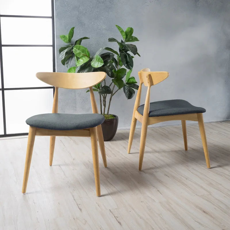 Sedia da pranzo grigia / grigio chiaro di metà secolo, set da 2, 1 persona ciascuna