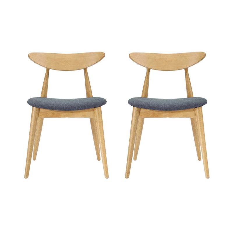 Sedia da pranzo grigia / grigio chiaro di metà secolo, set da 2, 1 persona ciascuna