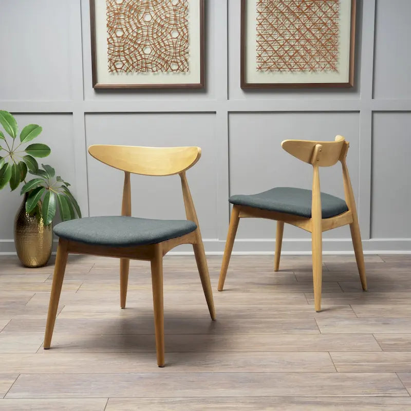 Sedia da pranzo grigia / grigio chiaro di metà secolo, set da 2, 1 persona ciascuna