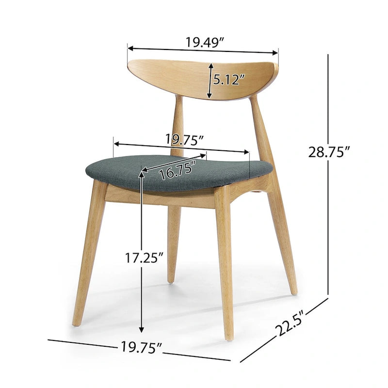 Sedia da pranzo grigia / grigio chiaro di metà secolo, set da 2, 1 persona ciascuna