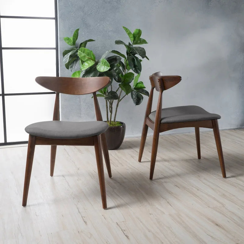 Sedia da pranzo grigia / grigio chiaro di metà secolo, set da 2, 1 persona ciascuna
