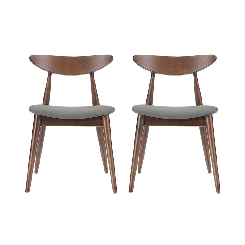 Sedia da pranzo grigia / grigio chiaro di metà secolo, set da 2, 1 persona ciascuna