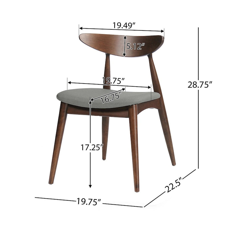 Sedia da pranzo grigia / grigio chiaro di metà secolo, set da 2, 1 persona ciascuna