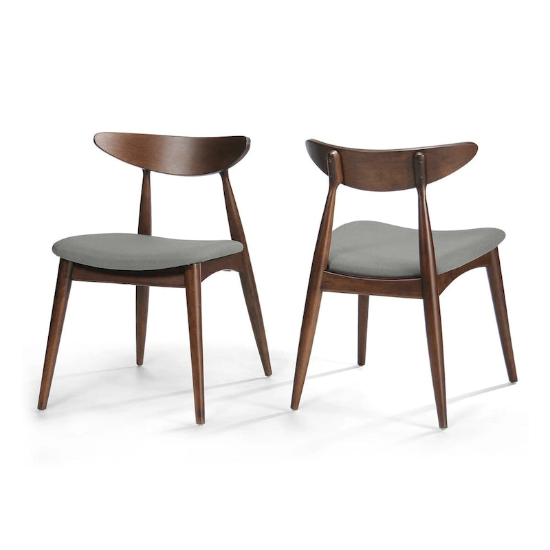 Sedia da pranzo grigia / grigio chiaro di metà secolo, set da 2, 1 persona ciascuna