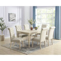 Tavolo da pranzo con gambe tornite e 6 sedie capitonné, 6 posti – Marrone / Beige / Marrone beige