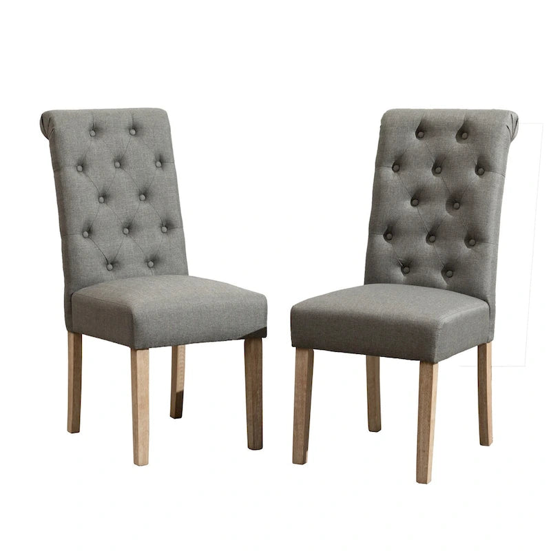 Tavolo da pranzo con gambe tornite e 6 sedie capitonné, 6 posti – Marrone / Beige / Marrone beige