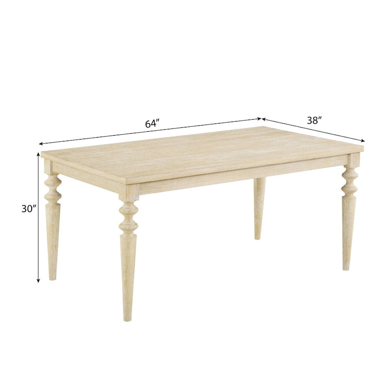 Tavolo da pranzo con gambe tornite e 6 sedie capitonné, 6 posti – Marrone / Beige / Marrone beige