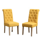 Tavolo da pranzo con gambe tornite e 6 sedie capitonné, 6 posti – Marrone / Beige / Marrone beige