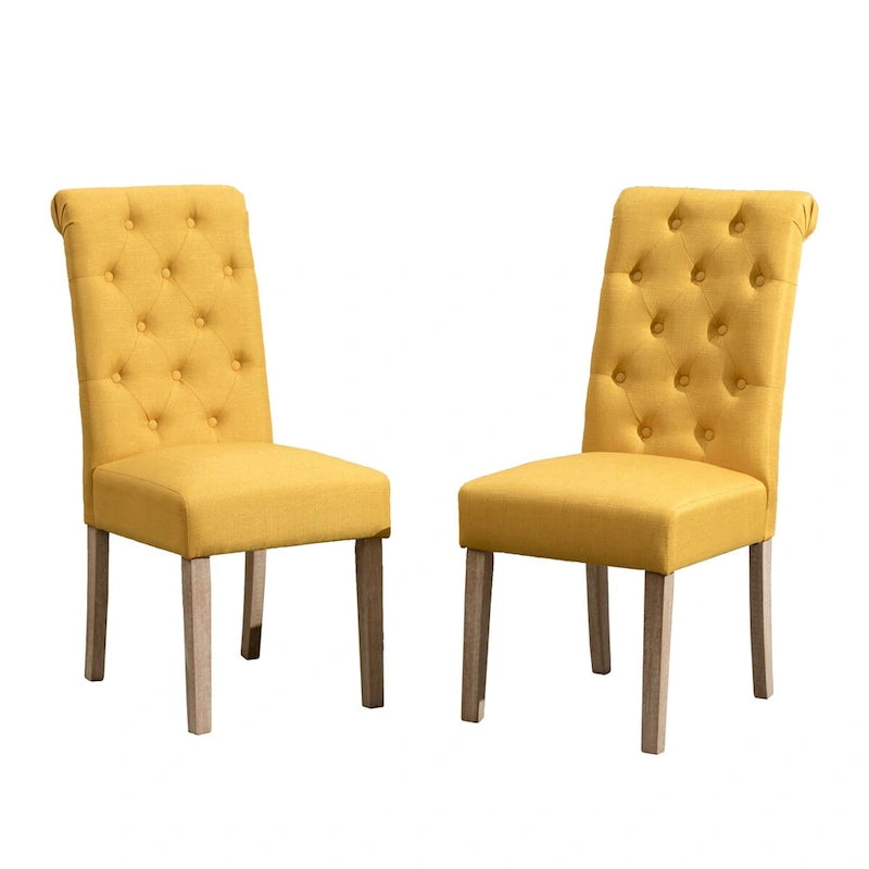 Tavolo da pranzo con gambe tornite e 6 sedie capitonné, 6 posti – Marrone / Beige / Marrone beige