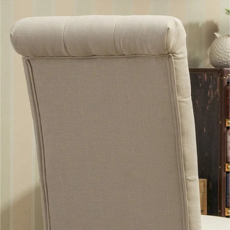 Tavolo da pranzo con gambe tornite e 6 sedie capitonné, 6 posti – Marrone / Beige / Marrone beige