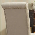 Tavolo da pranzo con gambe tornite e 6 sedie capitonné, 6 posti – Marrone / Beige / Marrone beige